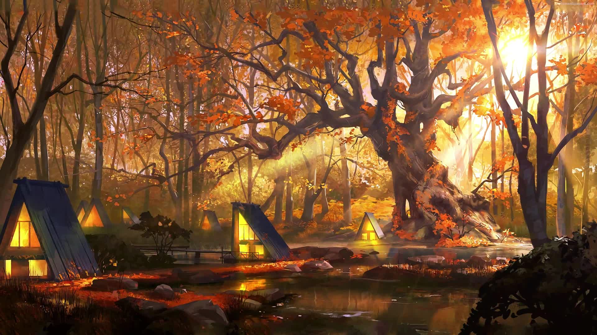 PC Animated Forest Cabins Live Wallpaper