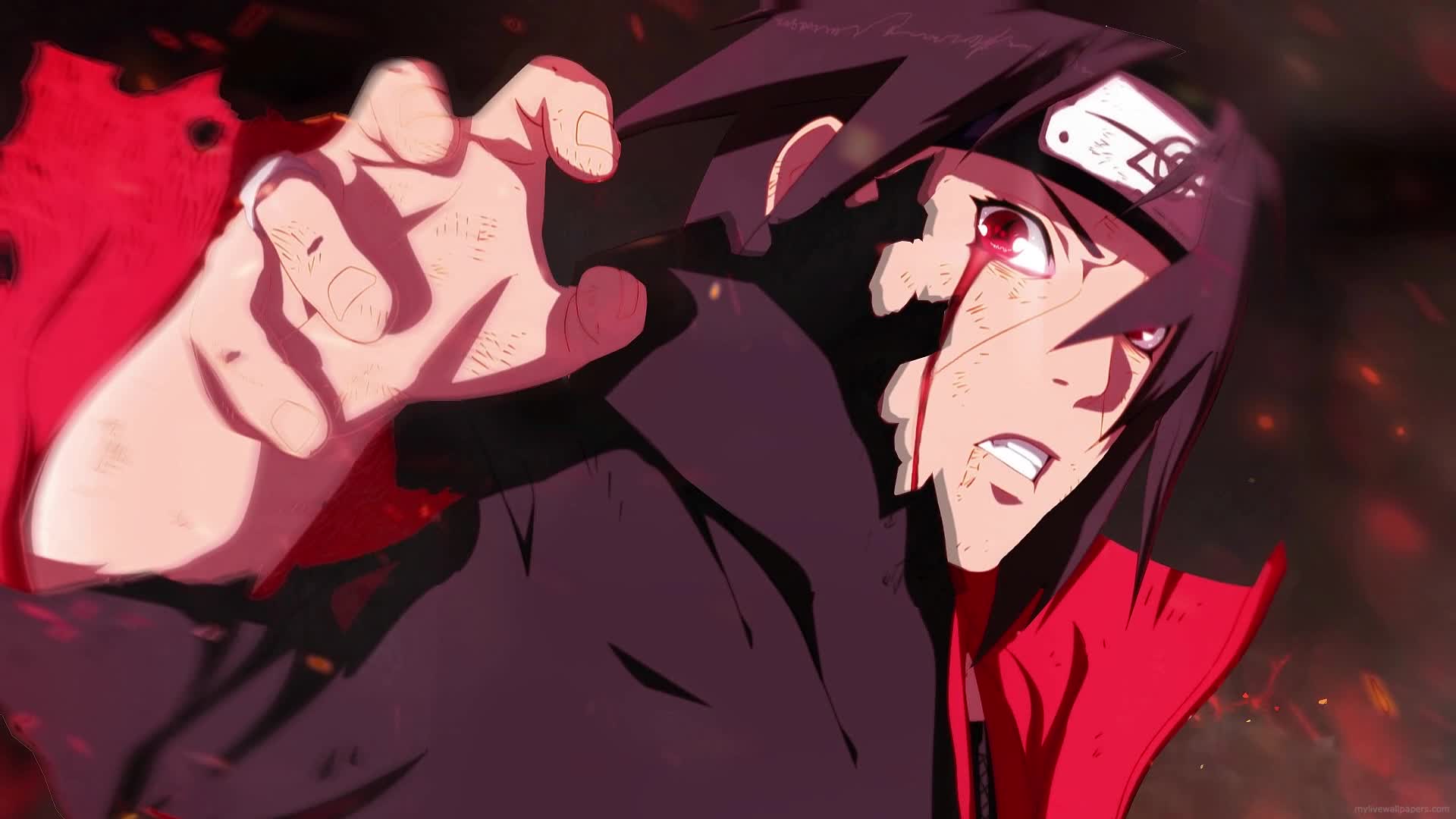 PC Animated Itachi Uchiha Flames Live Wallpaper
