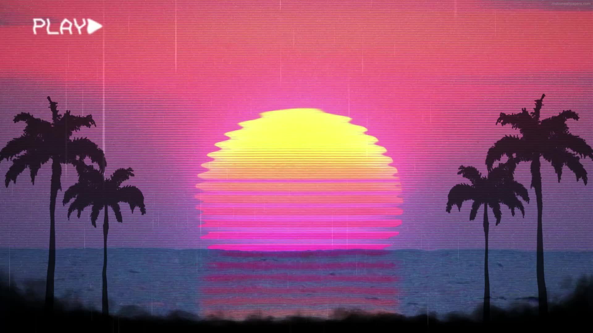 PC Animated Lofi Sunset VHS Live Wallpaper