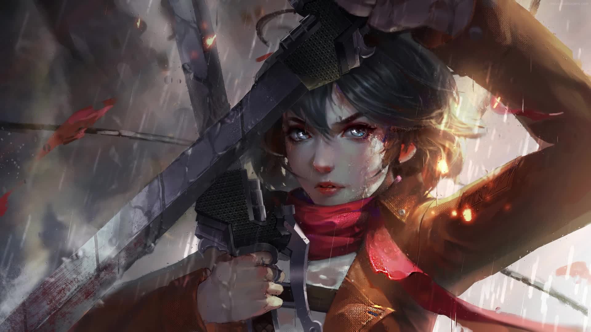 PC Animated Mikasa Blade Live Wallpaper