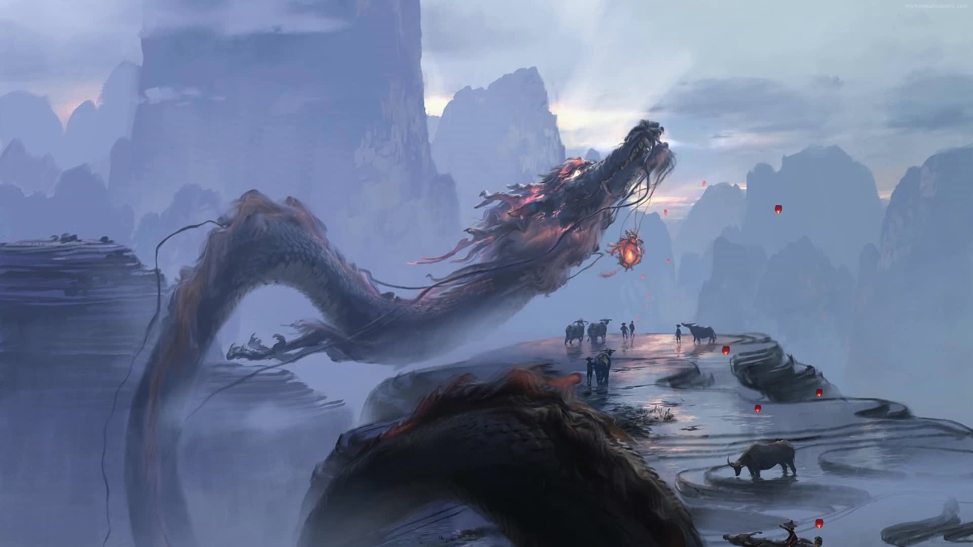 PC Animated Mountain Dragon Live Wallpaper