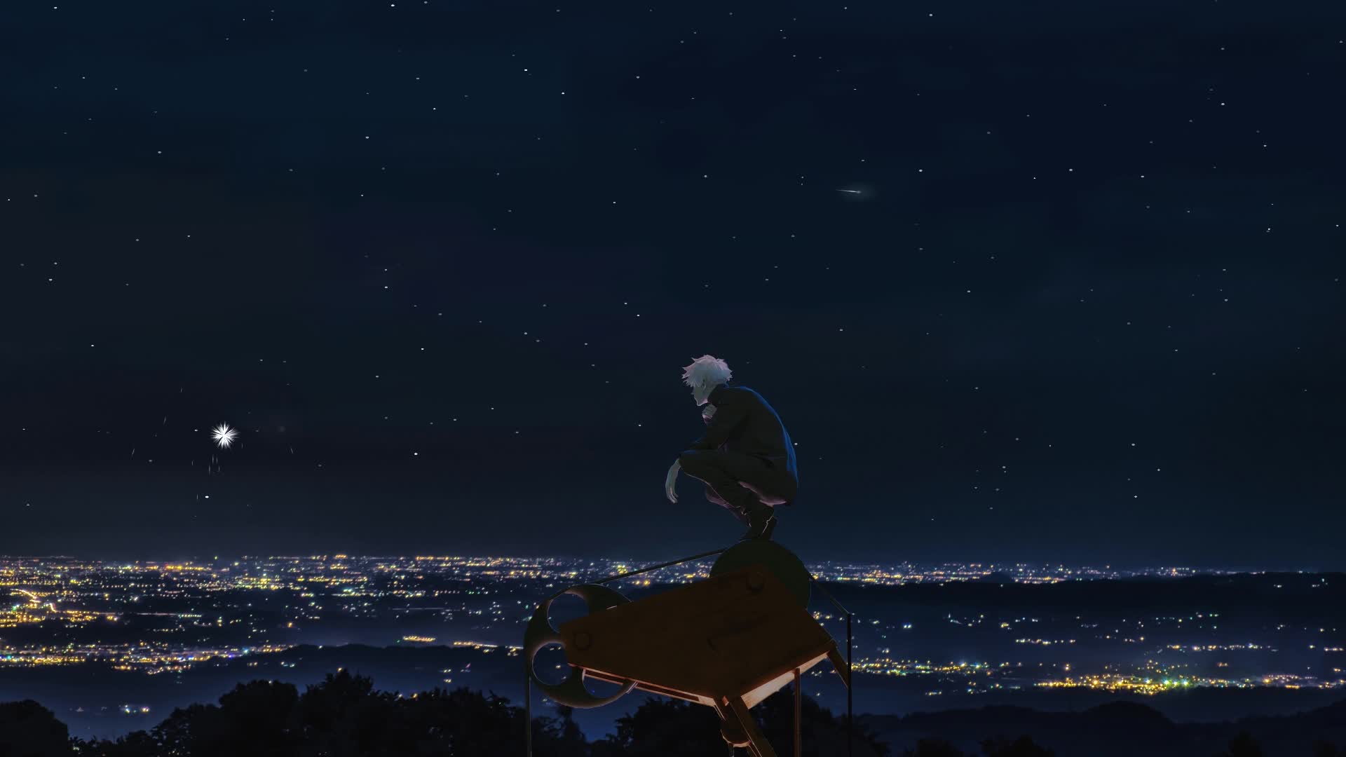 PC Animated Saturo Gojo Fireworks Live Wallpaper