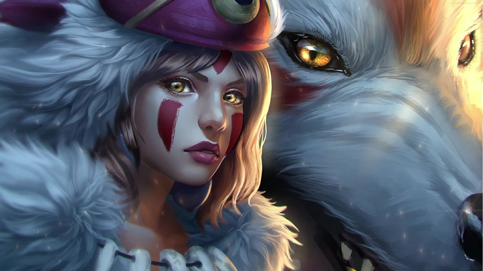 PC Animated Shiny Eyes Princess Mononoke Live Wallpaper