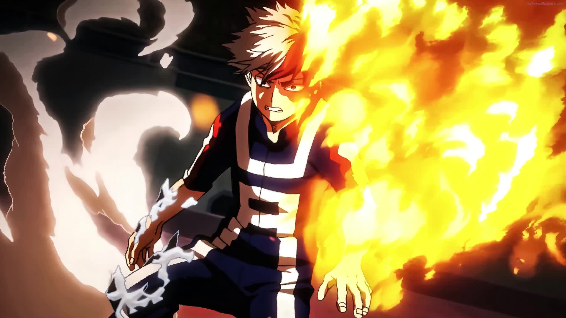 PC Animated Shoto Todoroki Fire Live Wallpaper