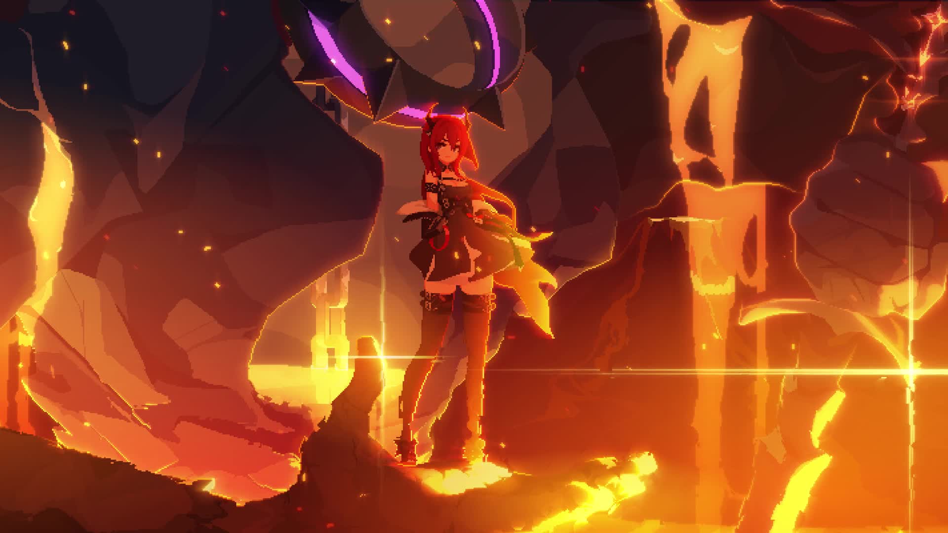 PC Animated Surtr Arknights Pixel Live Wallpaper