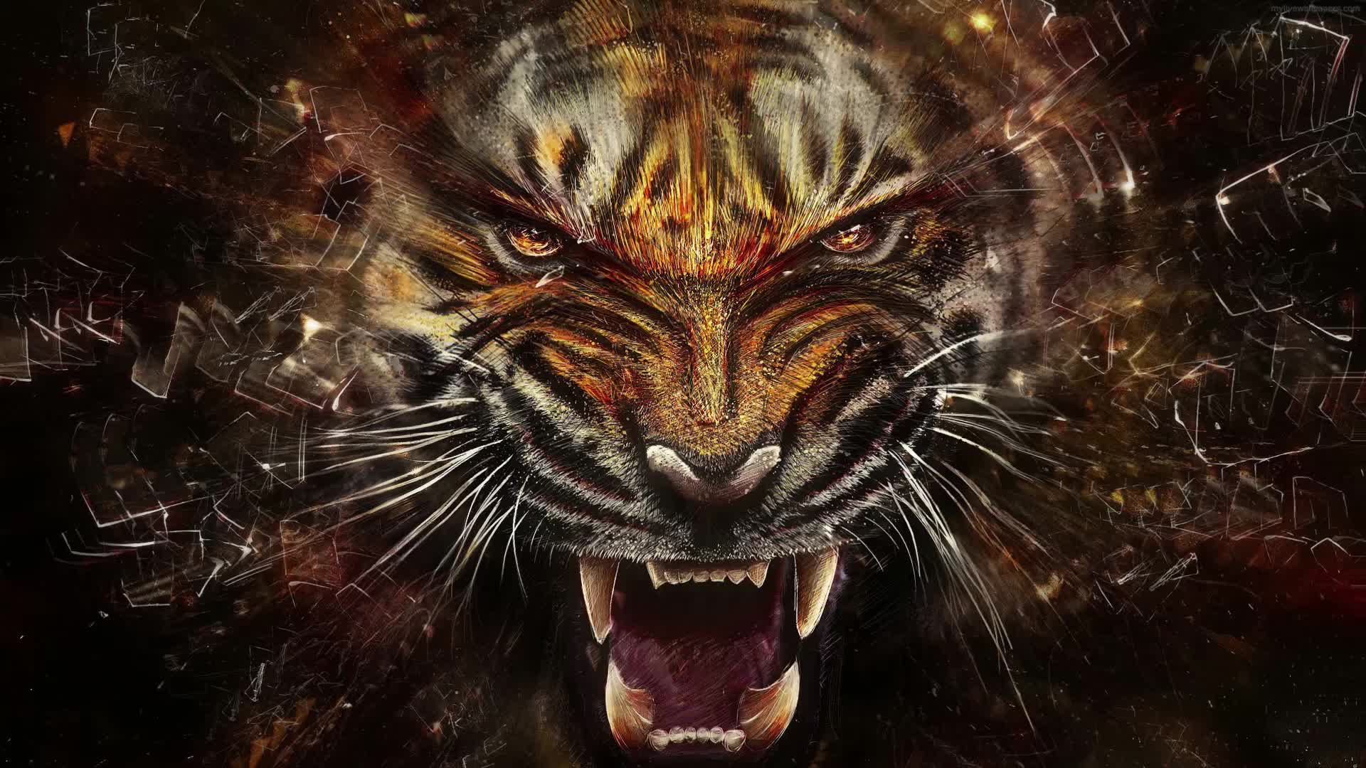 PC Animated Tiger Glass Shatter Live Wallpaper