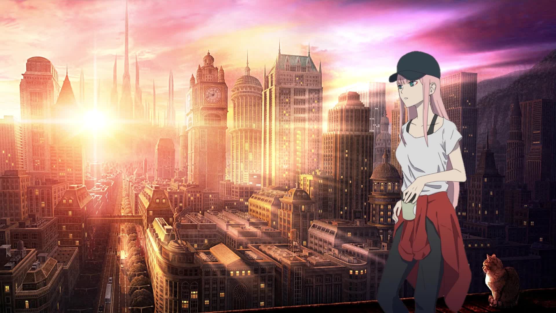 PC Zero Two In The City Darling In The Franxx Live Wallpaper