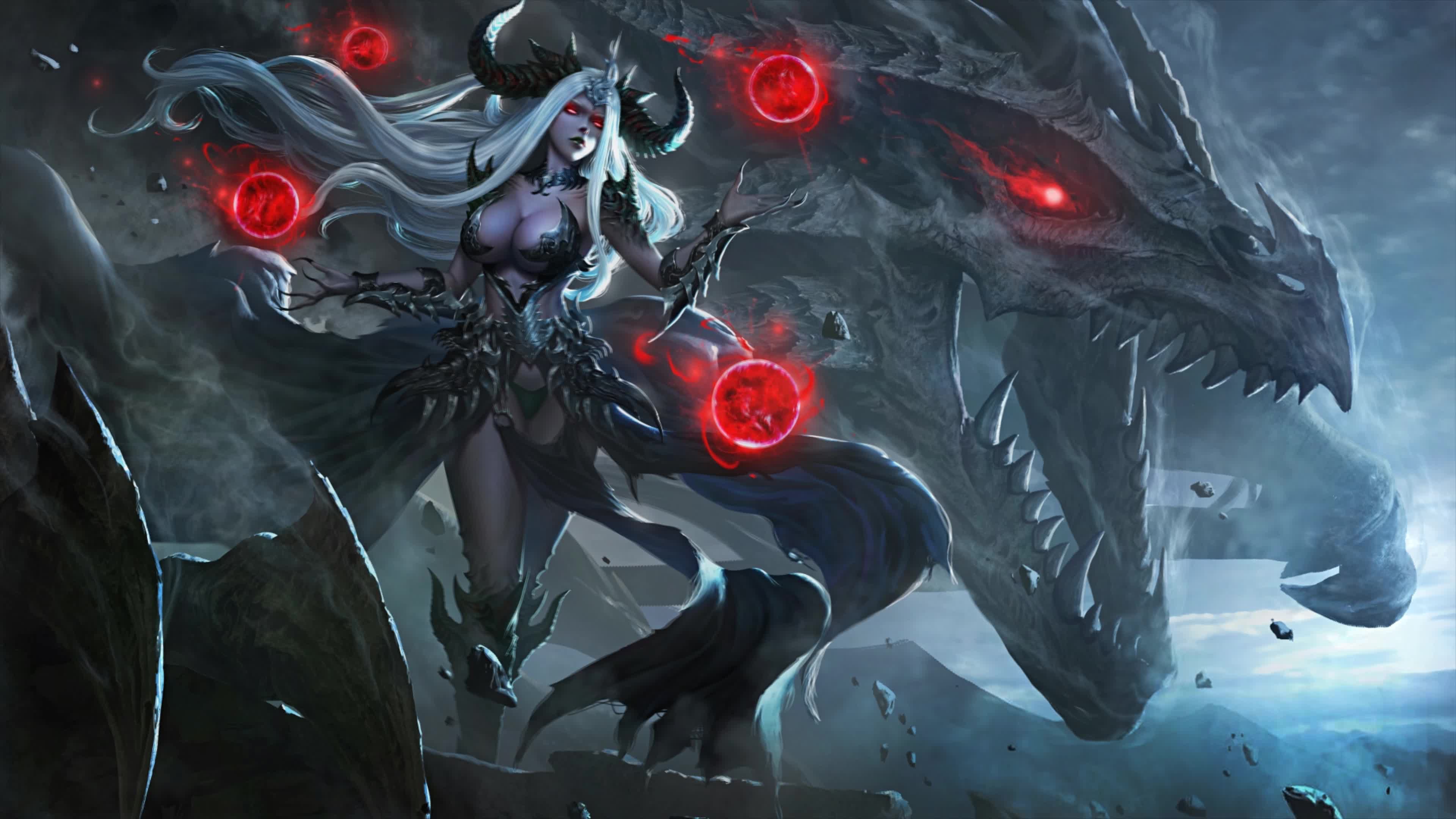 Demon Girl Dragon 4K Live Wallpaper