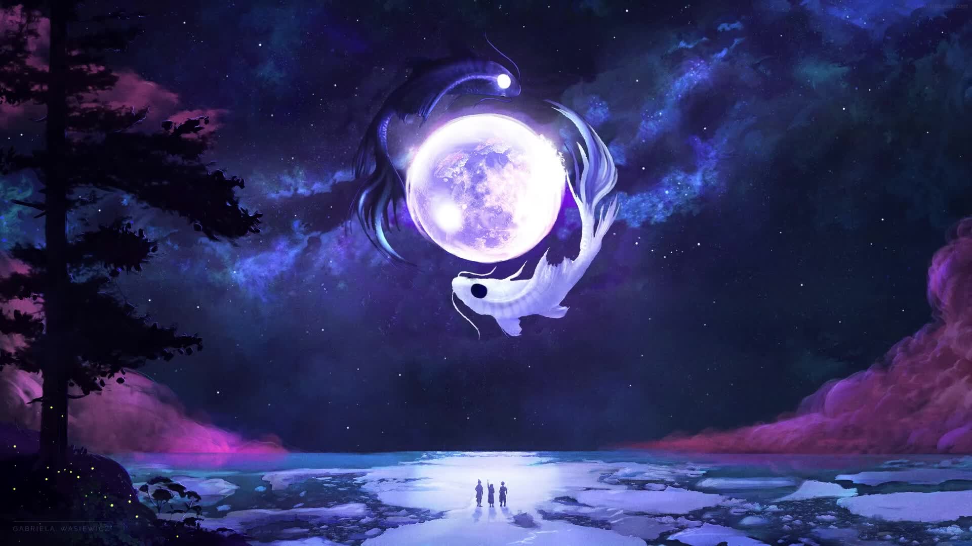 PC Black White Goldfishes HD Live Wallpaper