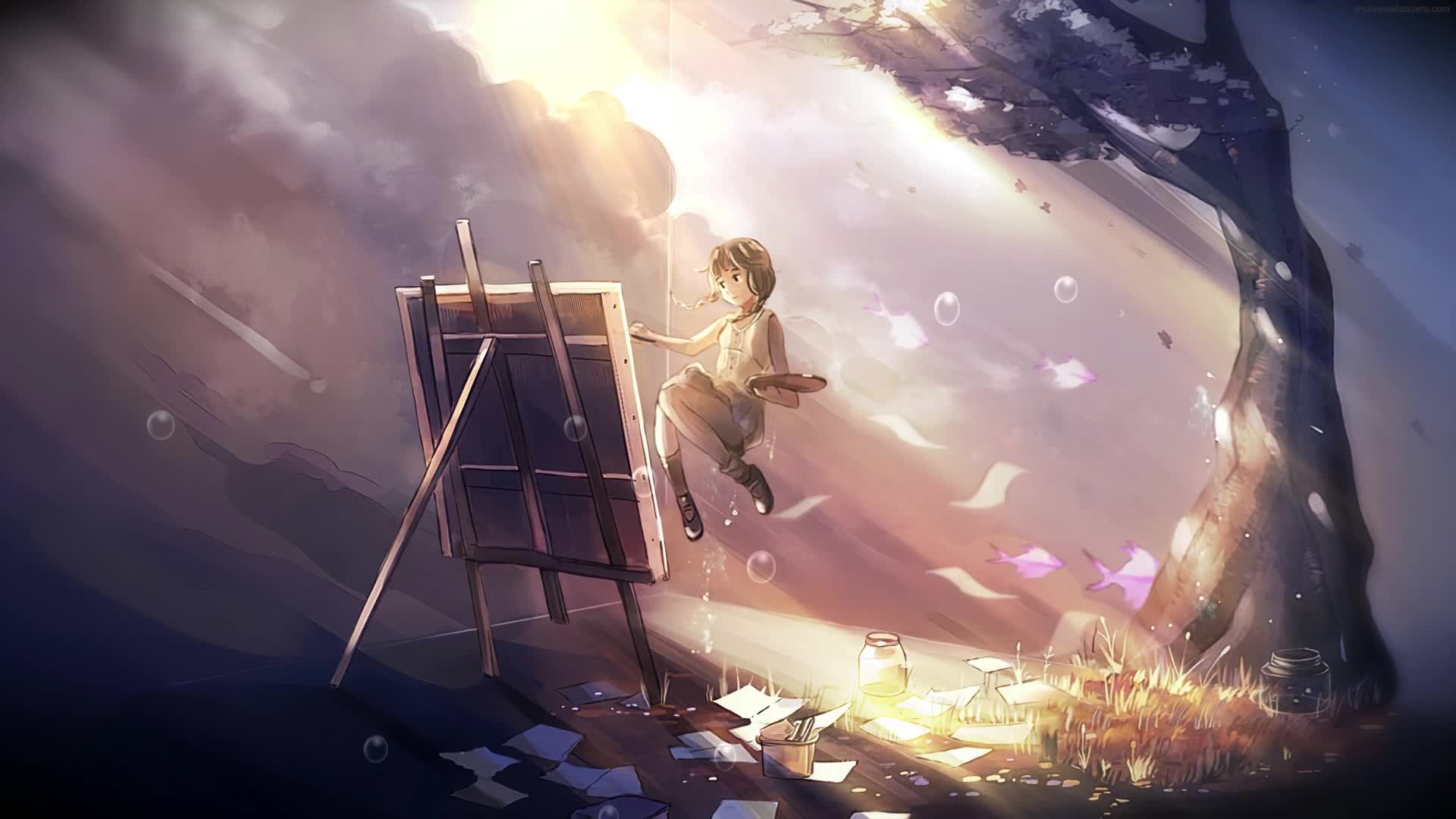 PC Painting Girl HD Live Wallpaper