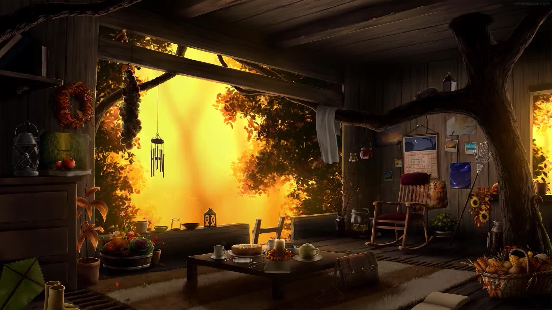 PC Four Seasons Tree House HD Live Wallpaper