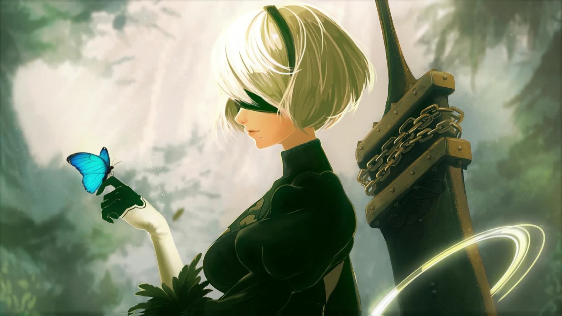 Desktop 2b Butterfly Nier Automata HD Live Wallpaper