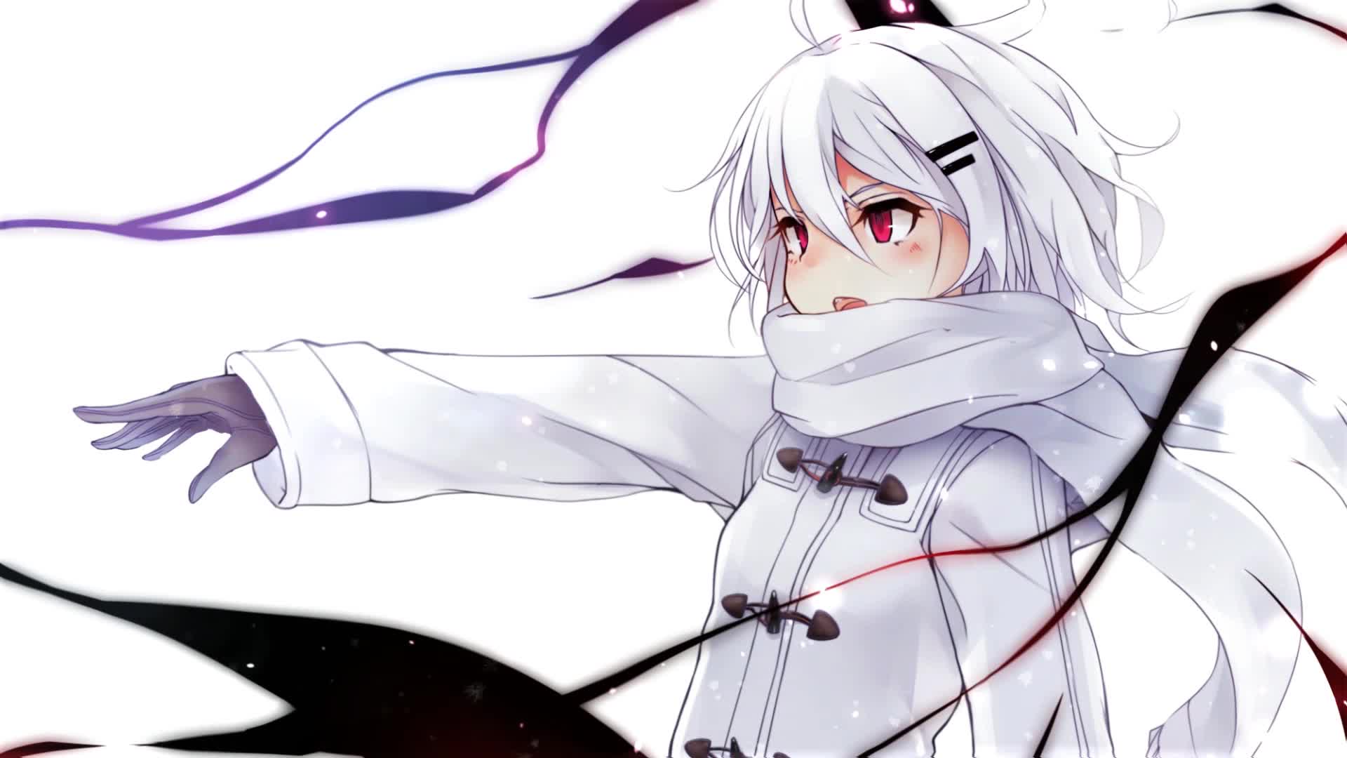 Desktop Anime Girl In Snowstorm HD Live Wallpaper