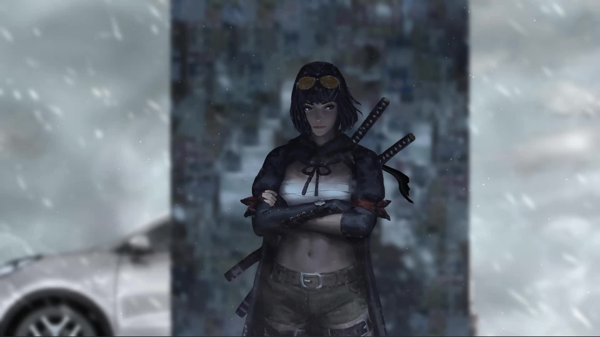 Girl With Katanas Live Wallpaper