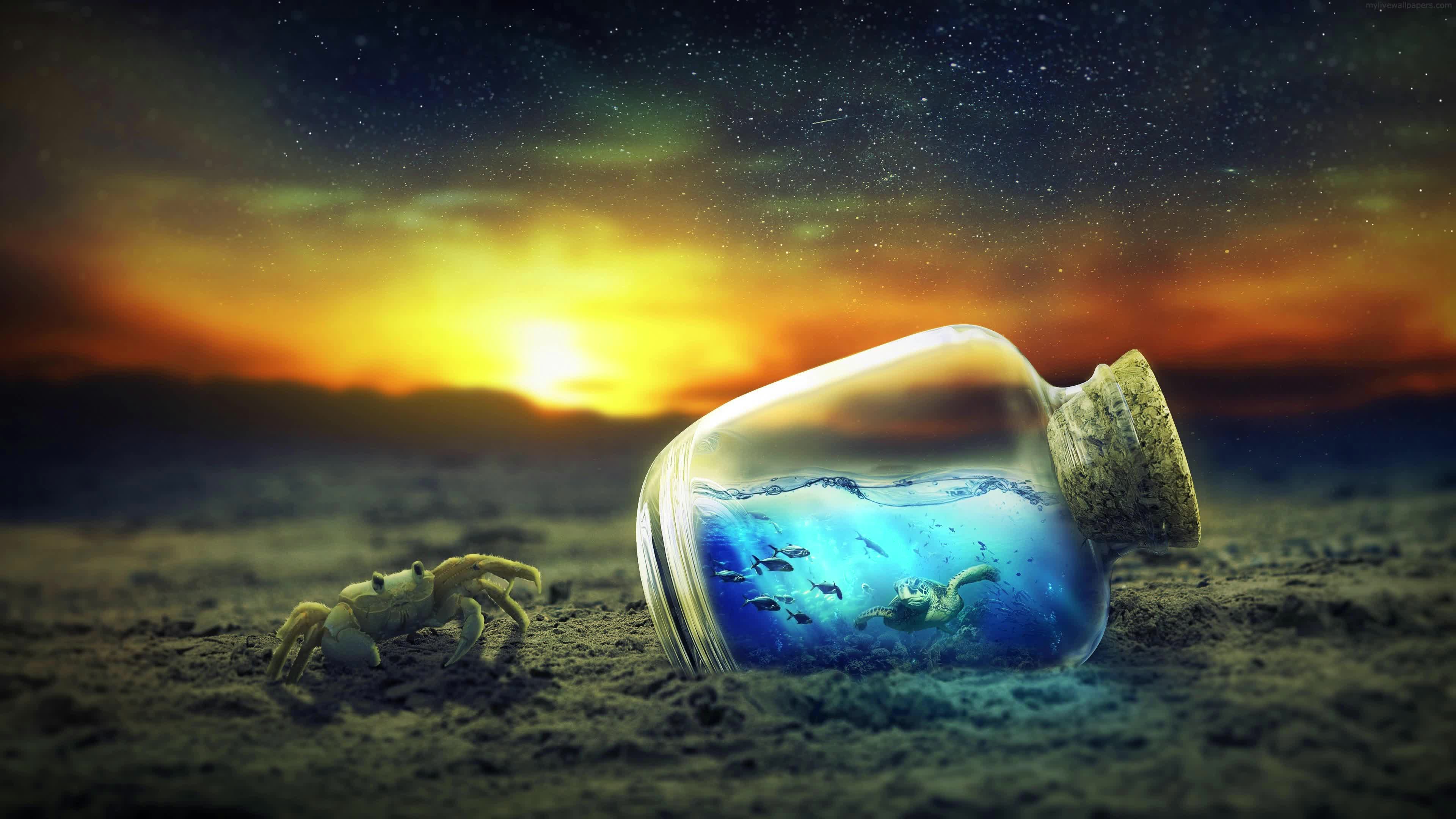 Ocean In a Bottle 4K Abstract Live Wallpaper