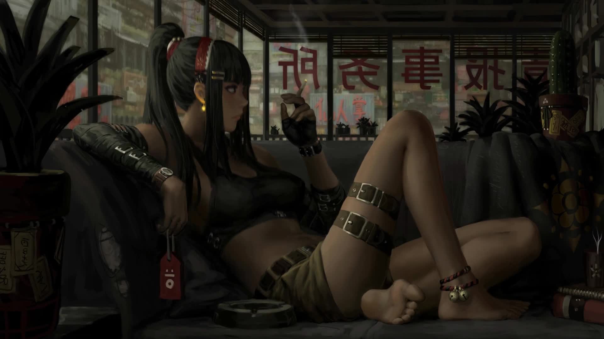 Fantasy Girl Smoking HD Live Desktop