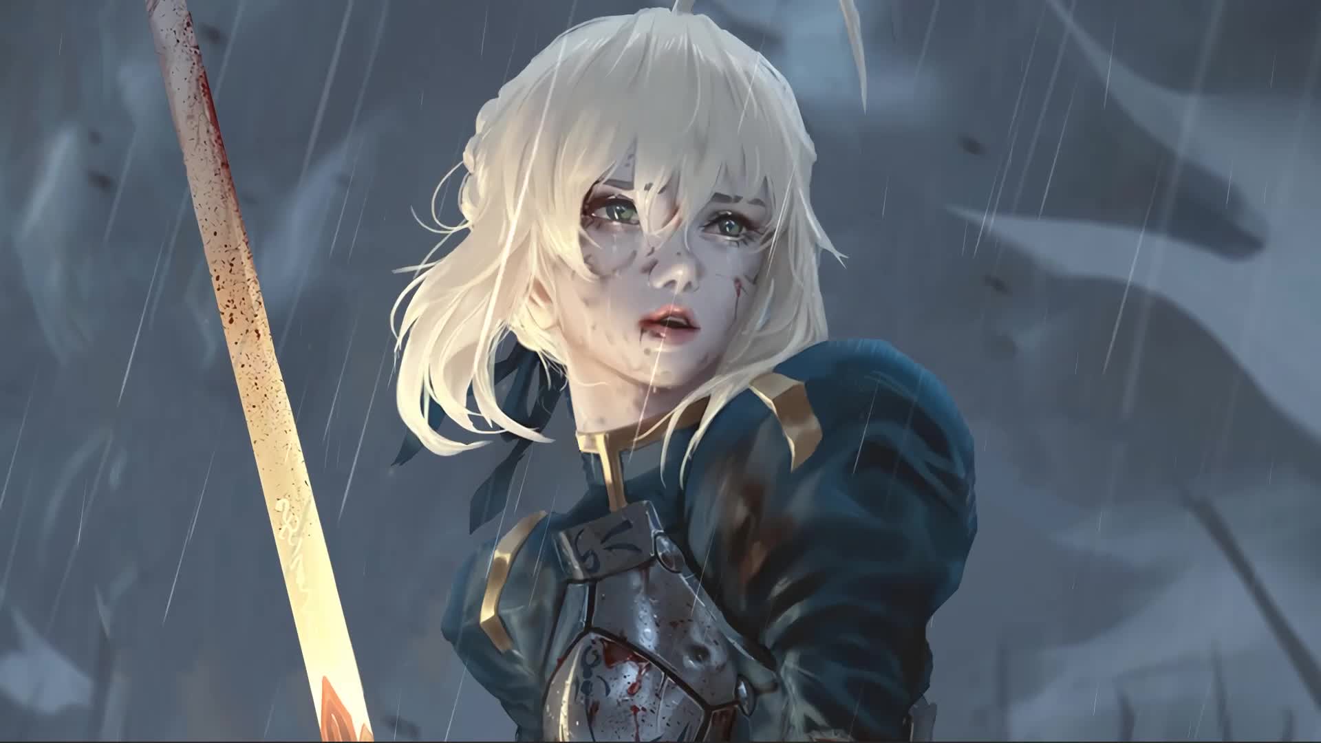 Saber Fate Stay Night Girl With Sword Anime Pc Live Wallpaper