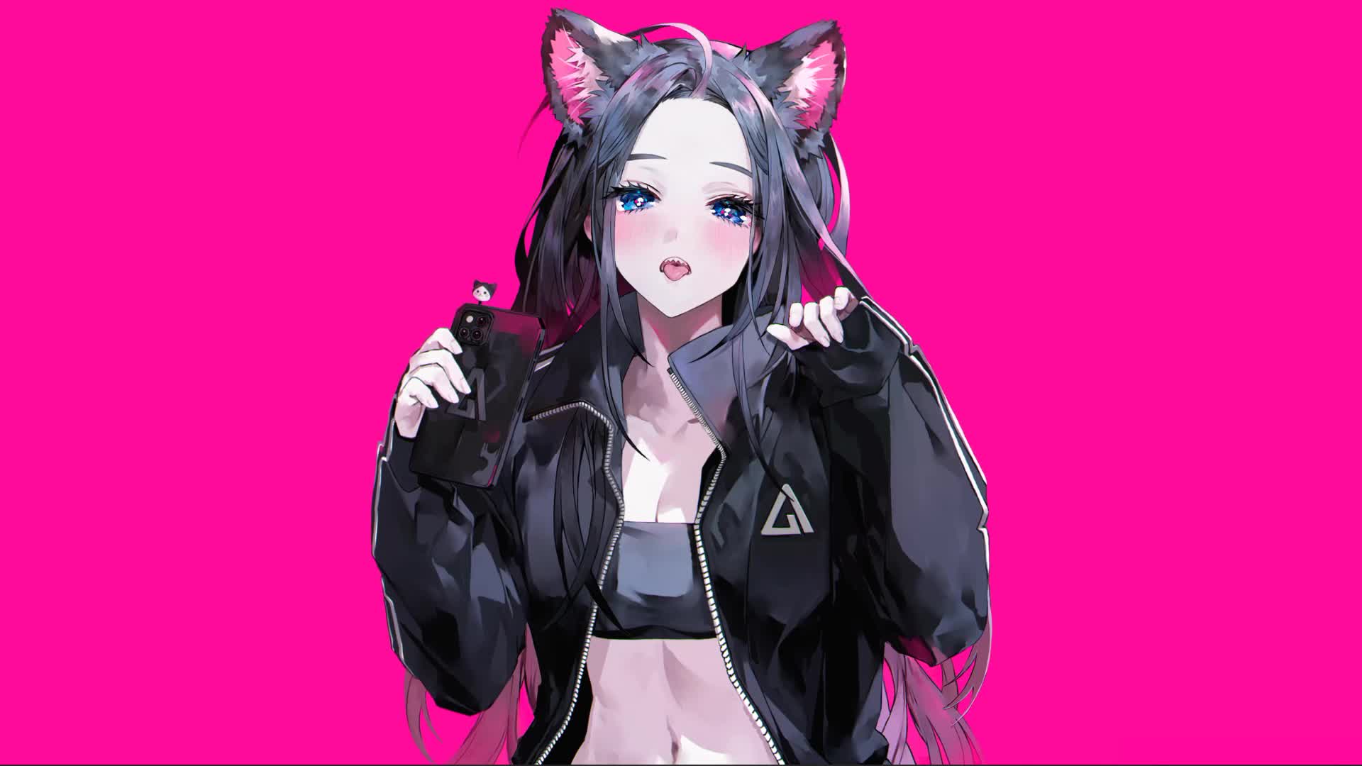 Sharp Toothed Neko Girl Anime Live Wallpaper