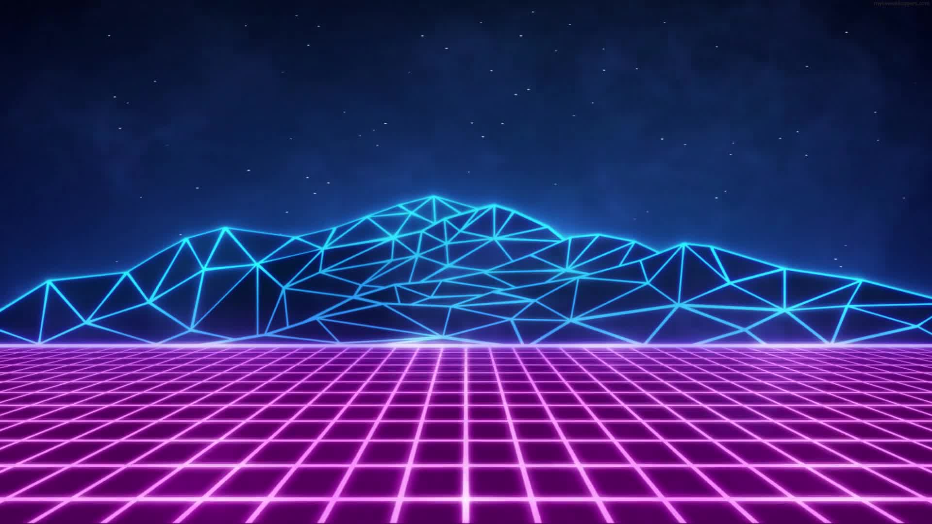 PC Synthwave Grid 4K  LIVE WALLPAPER