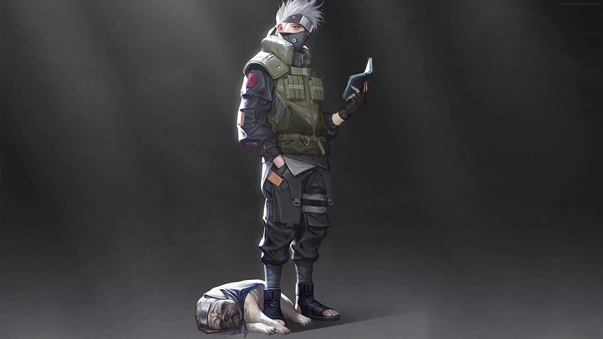 Cool Kakashi and Pakkun Naruto 4k live wallpaper