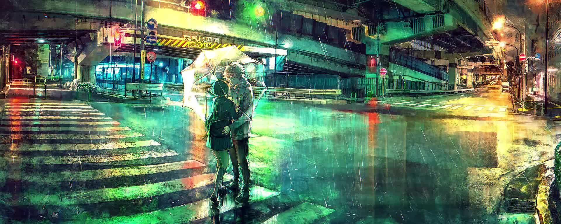 Night in the Rain City Wallpaper Engine