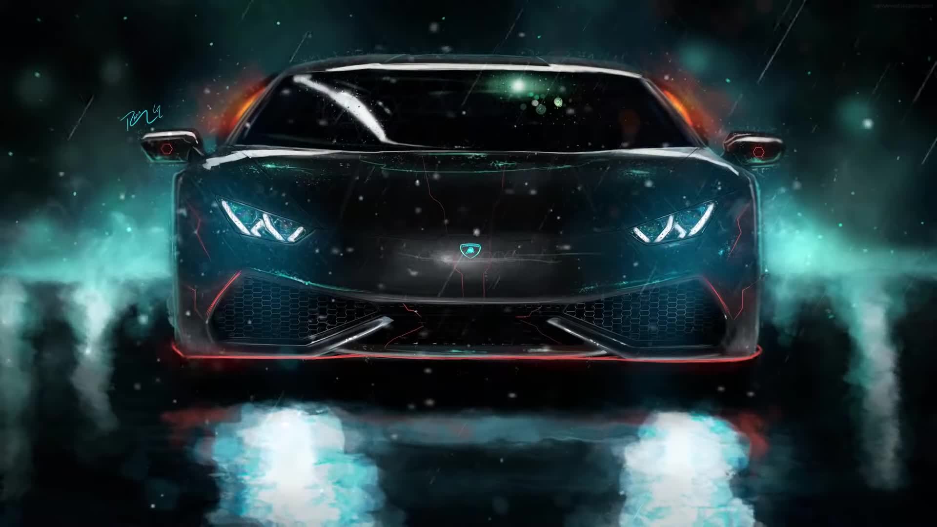 Black Lamborghini Rain Live Wallpaper for Desktop