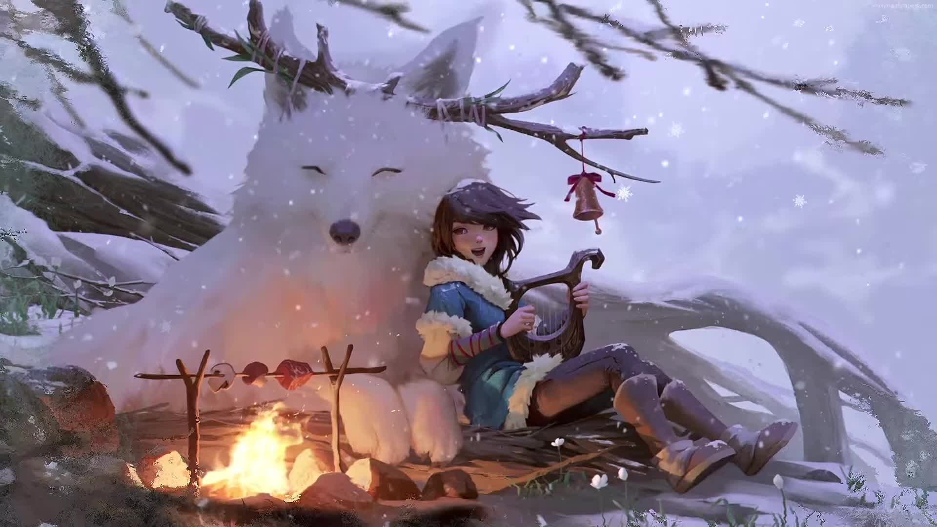 Cool White Wolf Girl 4k live wallpaper