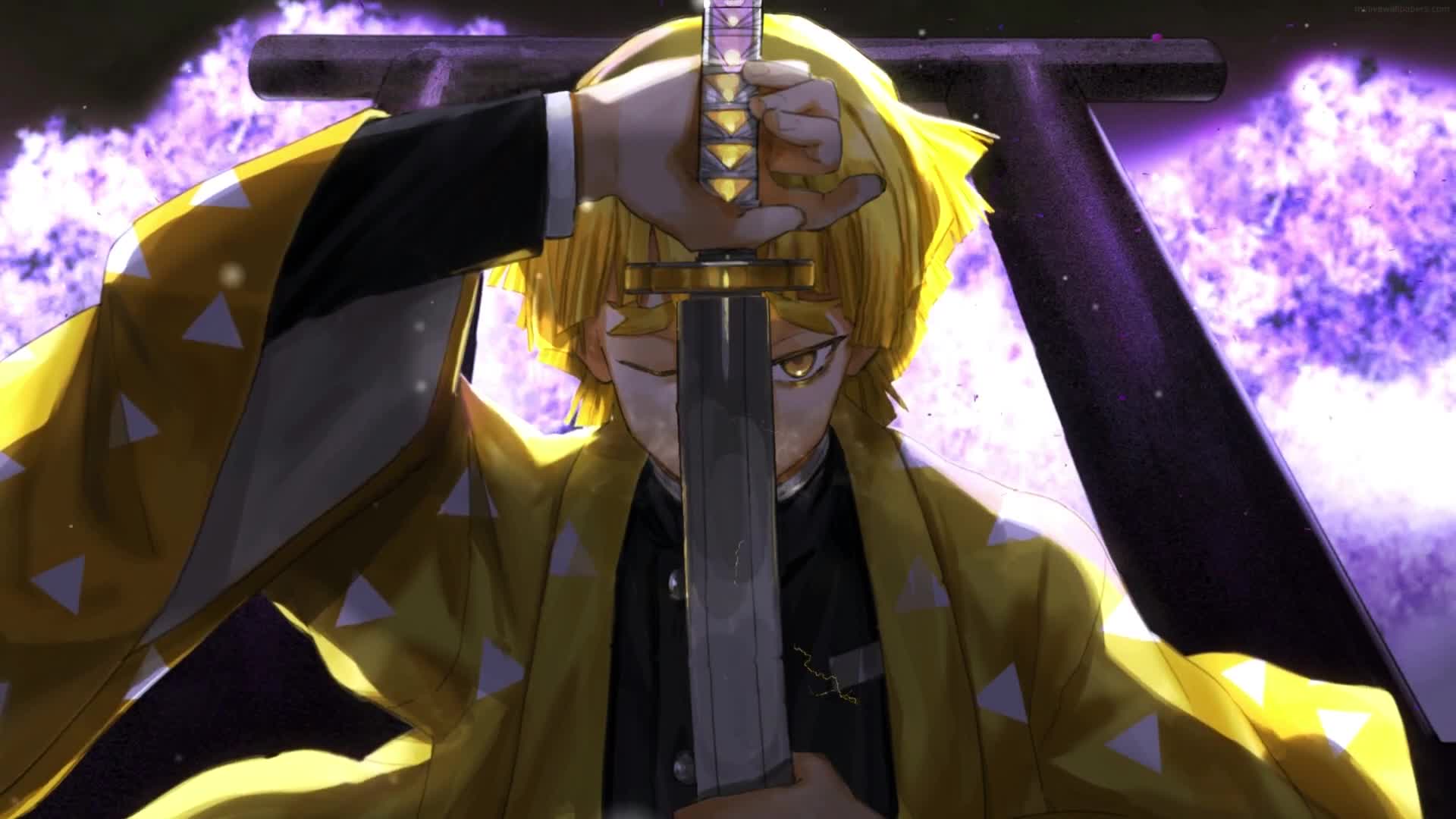 Cool Zenitsu Agatsuma 4k Live Wallpaper Demon Slayer Anime Live Wallpaper