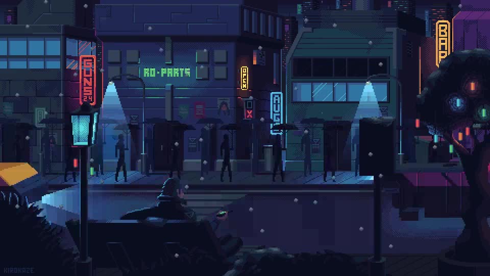PC Pixel Street Night Live Wallpaper