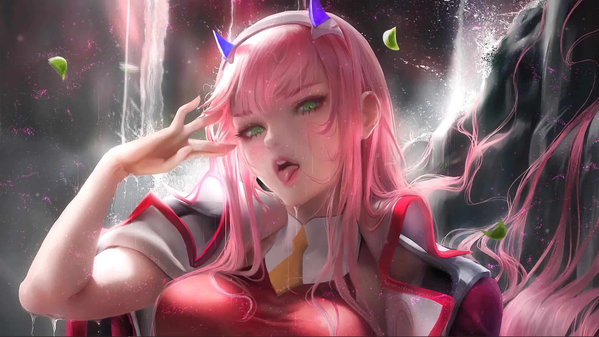 Fondo de Pantalla Animado Cascada de Zero two⭐️ en Movimiento