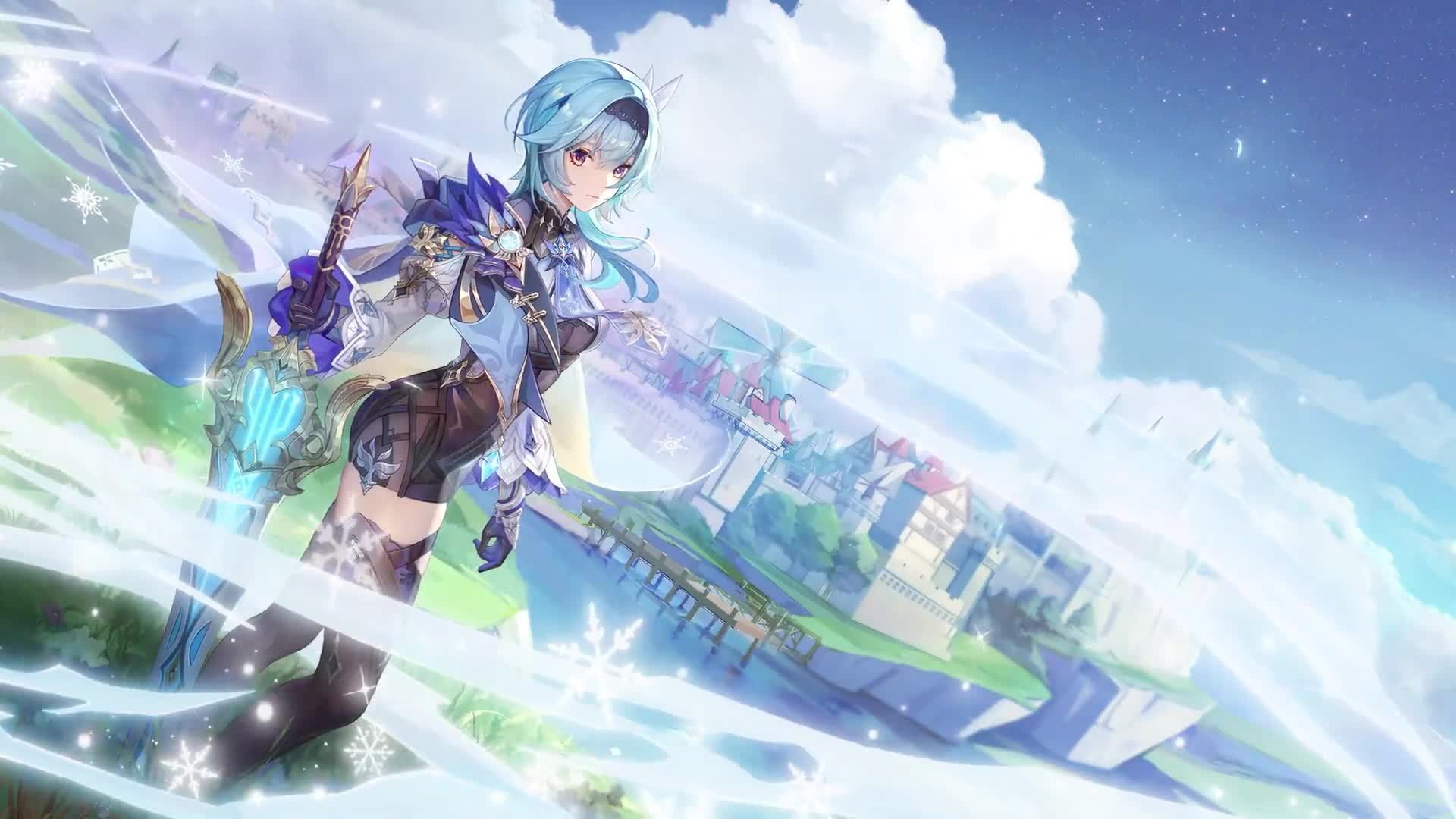 Fondo de Pantalla Animado de Eula de Genshin Impact ❄️ en Movimiento