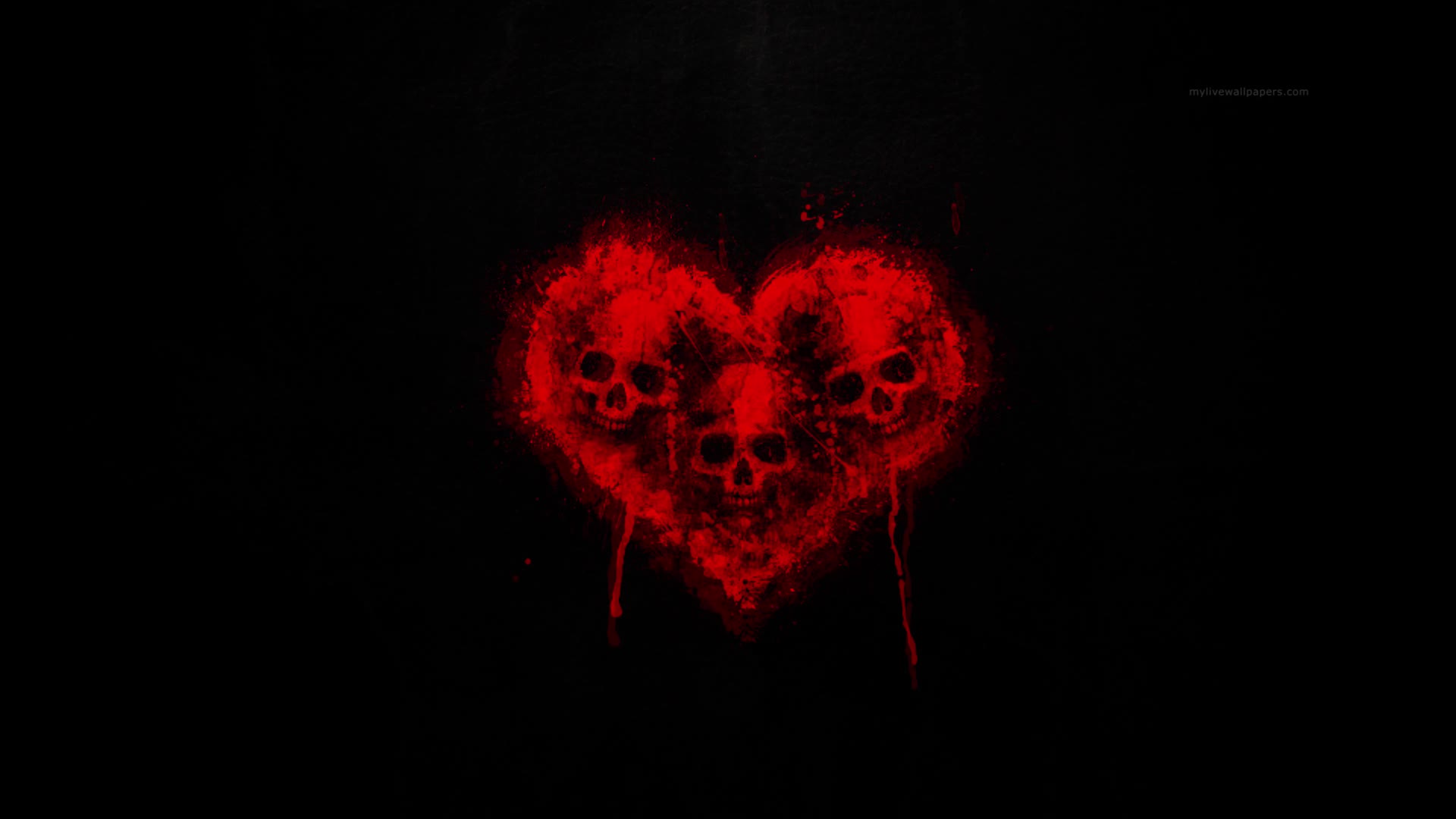 PC Skulls Heart Splatter Live Wallpaper