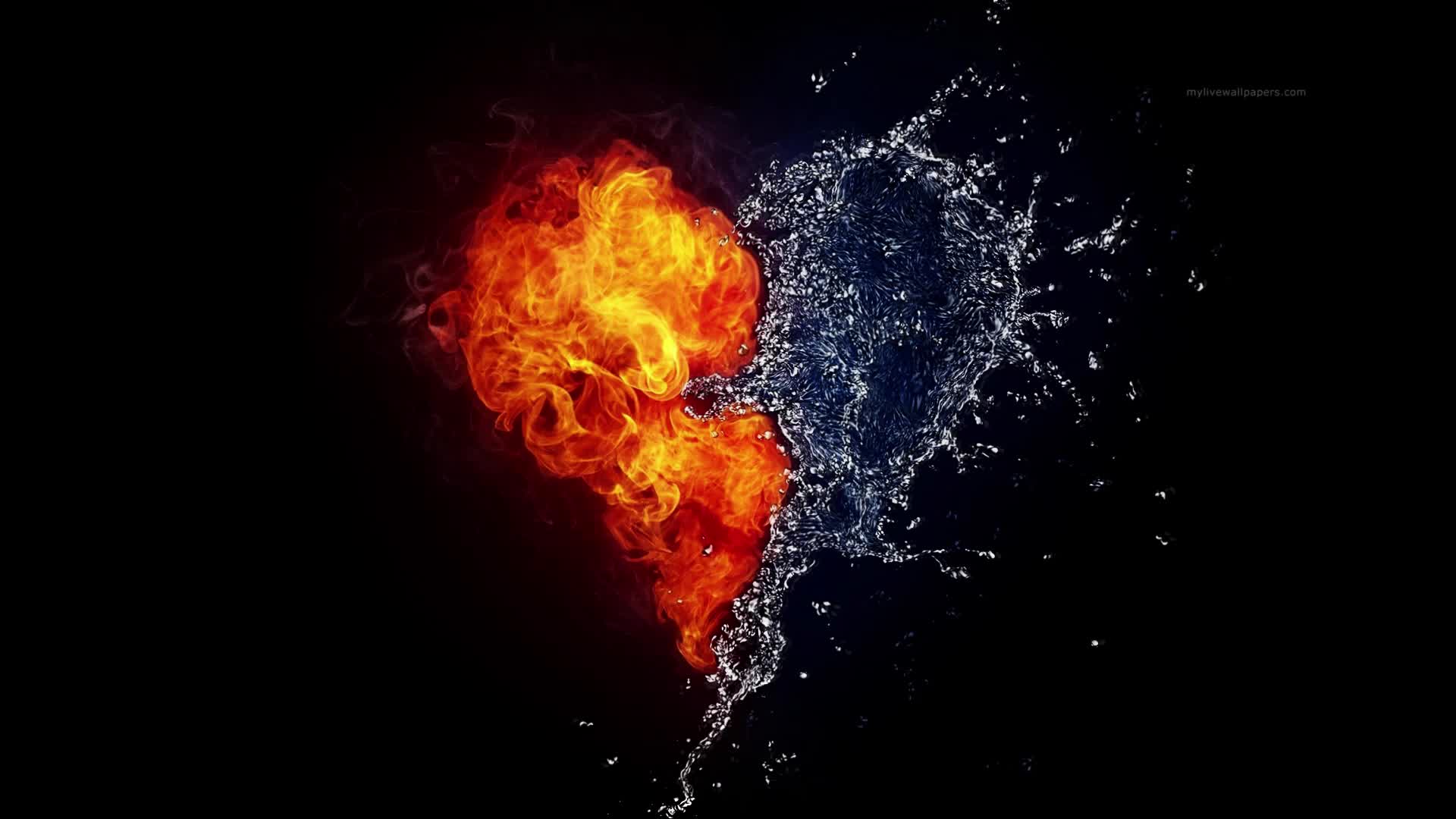PC Heart Flame Water Live Wallpaper