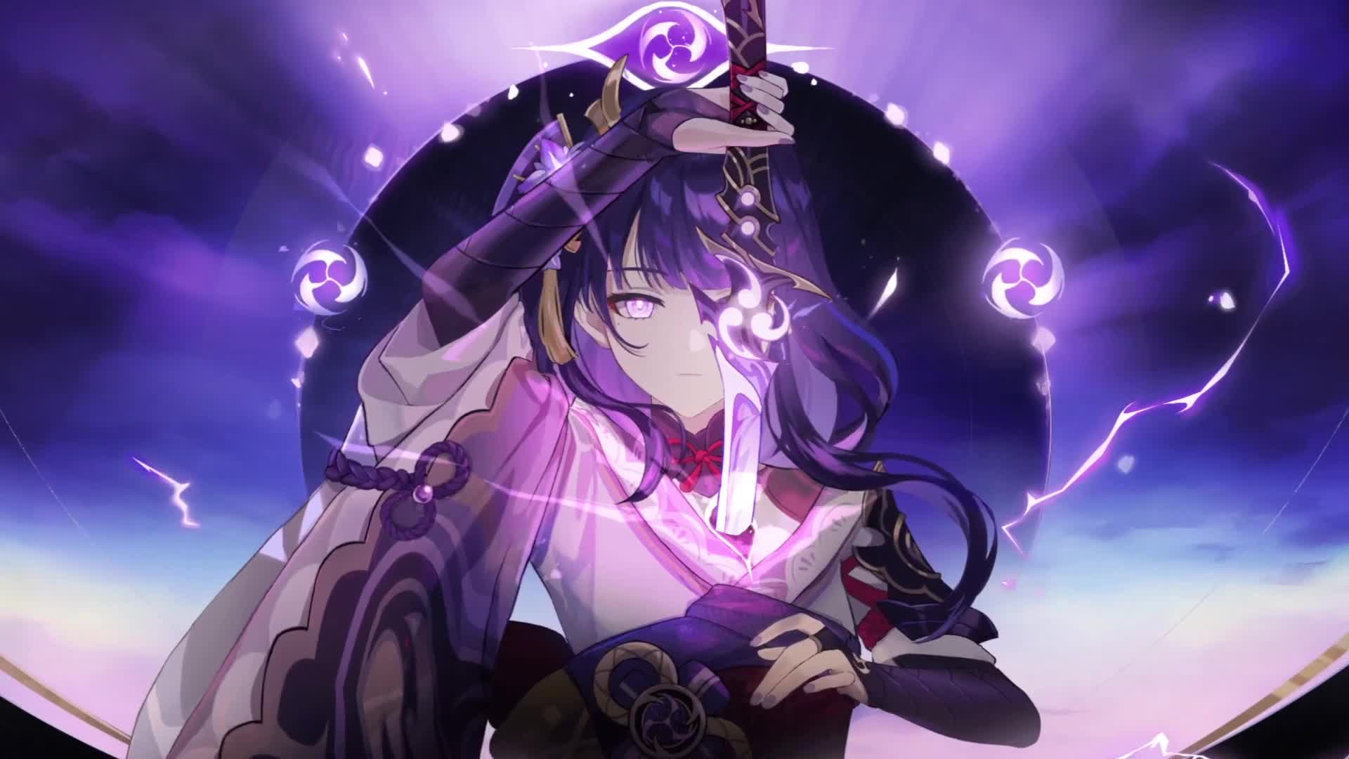 Fondo de Pantalla Animado de Raigen Shogun de Genshin Impact ⚡️ en Movimiento