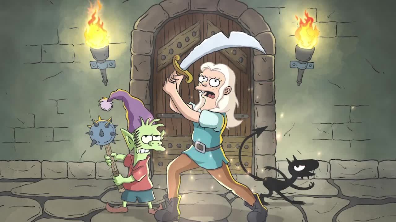 Fondo de Pantalla Animado Bean Elfo y Luci Armados de Disenchantment ⚔️ en Movimiento