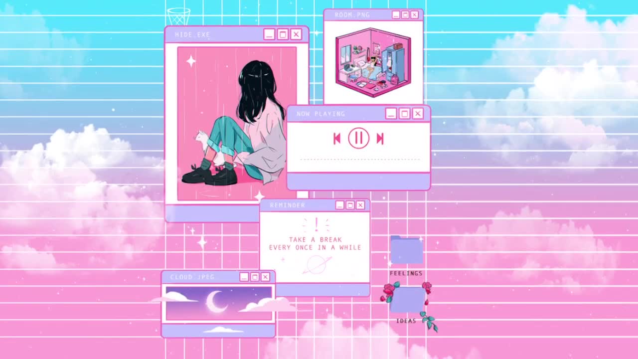Fondo de Pantalla Animado Ventanas Rosa y Azul de Aesthetic ☁ en Movimiento