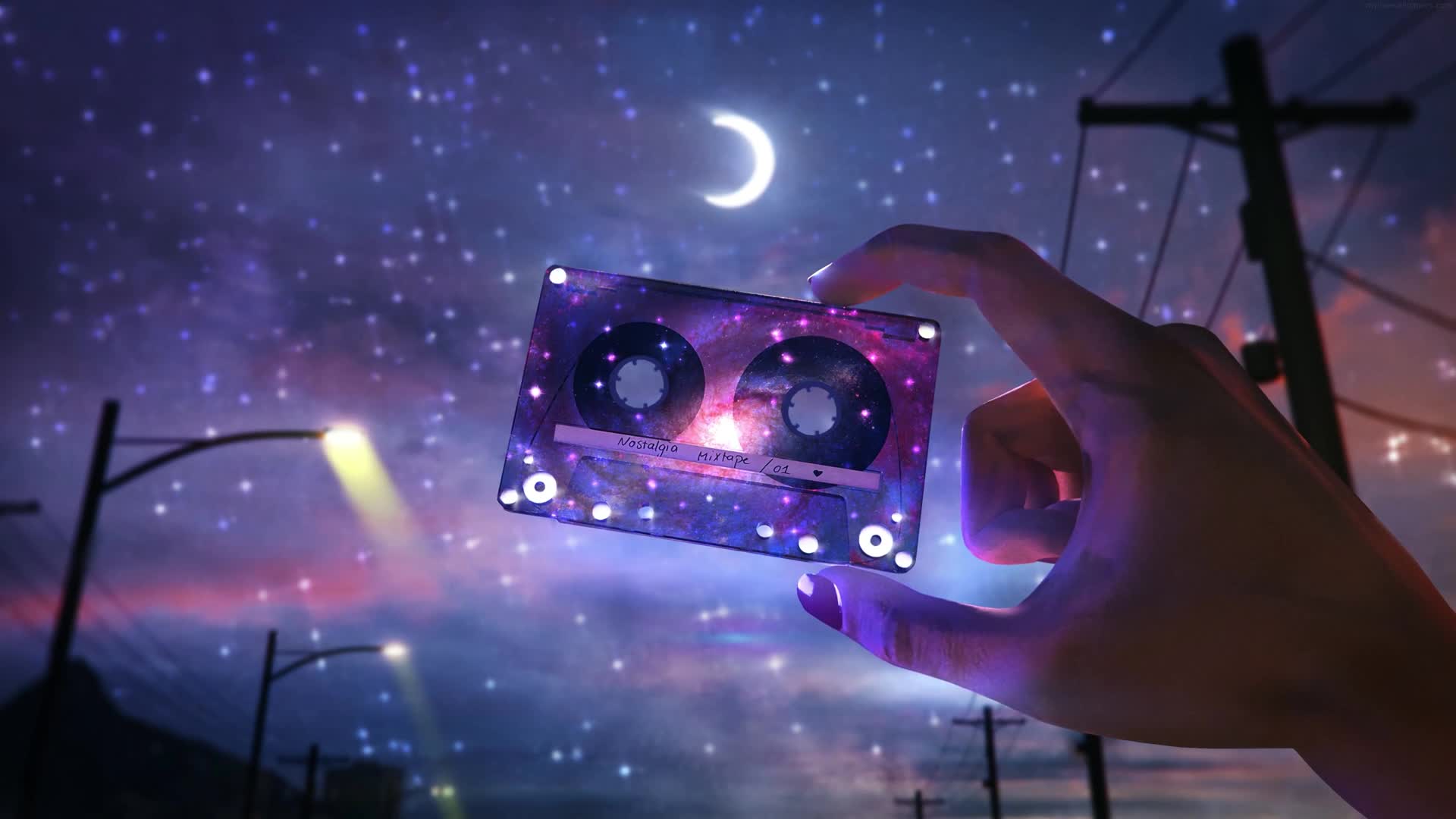 Cool Girl Holding Cassette Live Wallpaper HD