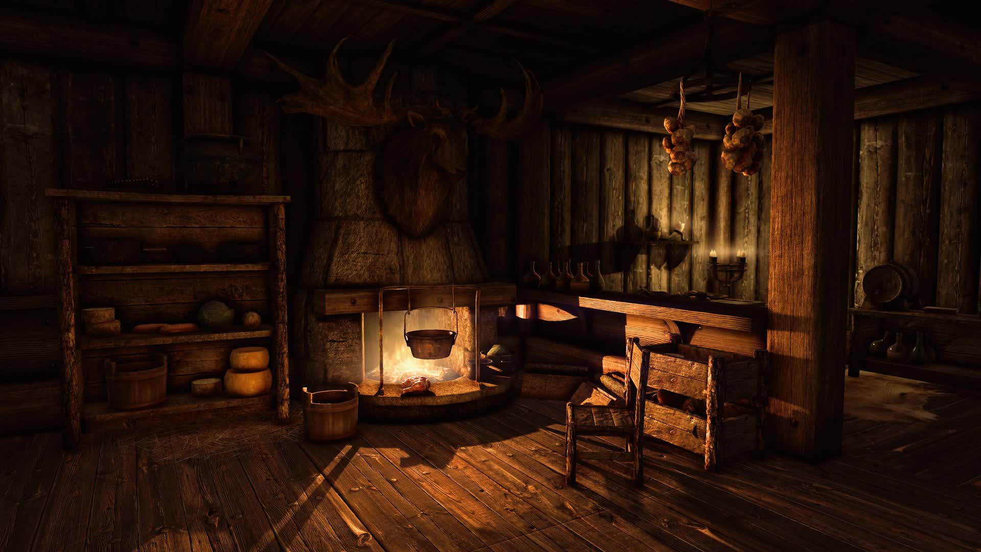 Cozy Cabin Fire Skyrim SE Live Wallpaper HD