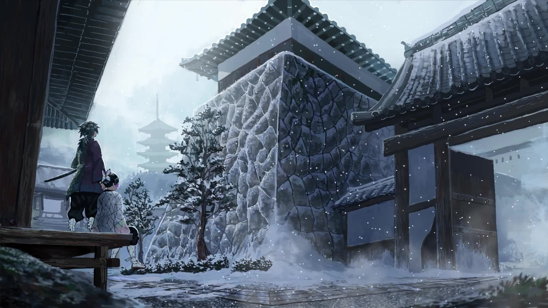 Live Wallpaper HD Demon Slayer in the snow