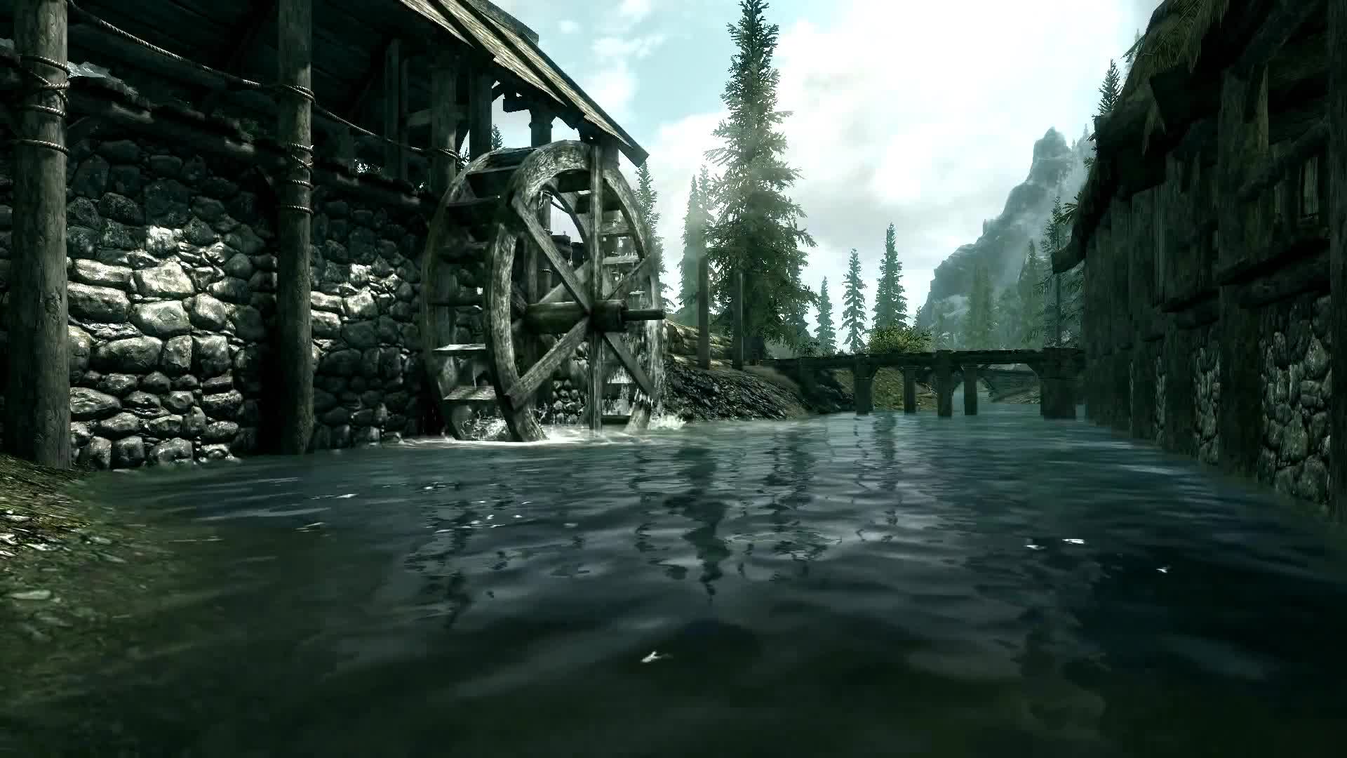 Live Wallpaper Skyrim River Scene 1080p