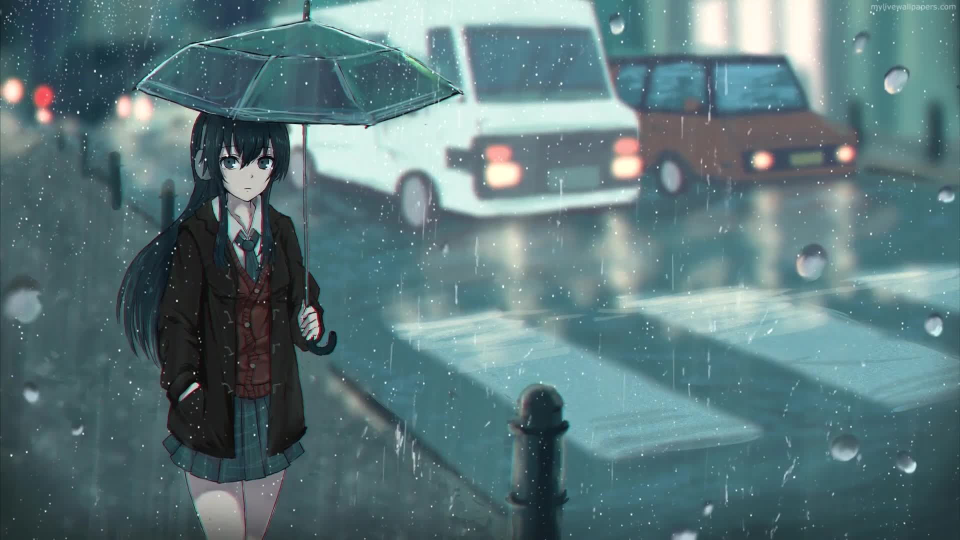 PC Rain Girl Live Wallpaper