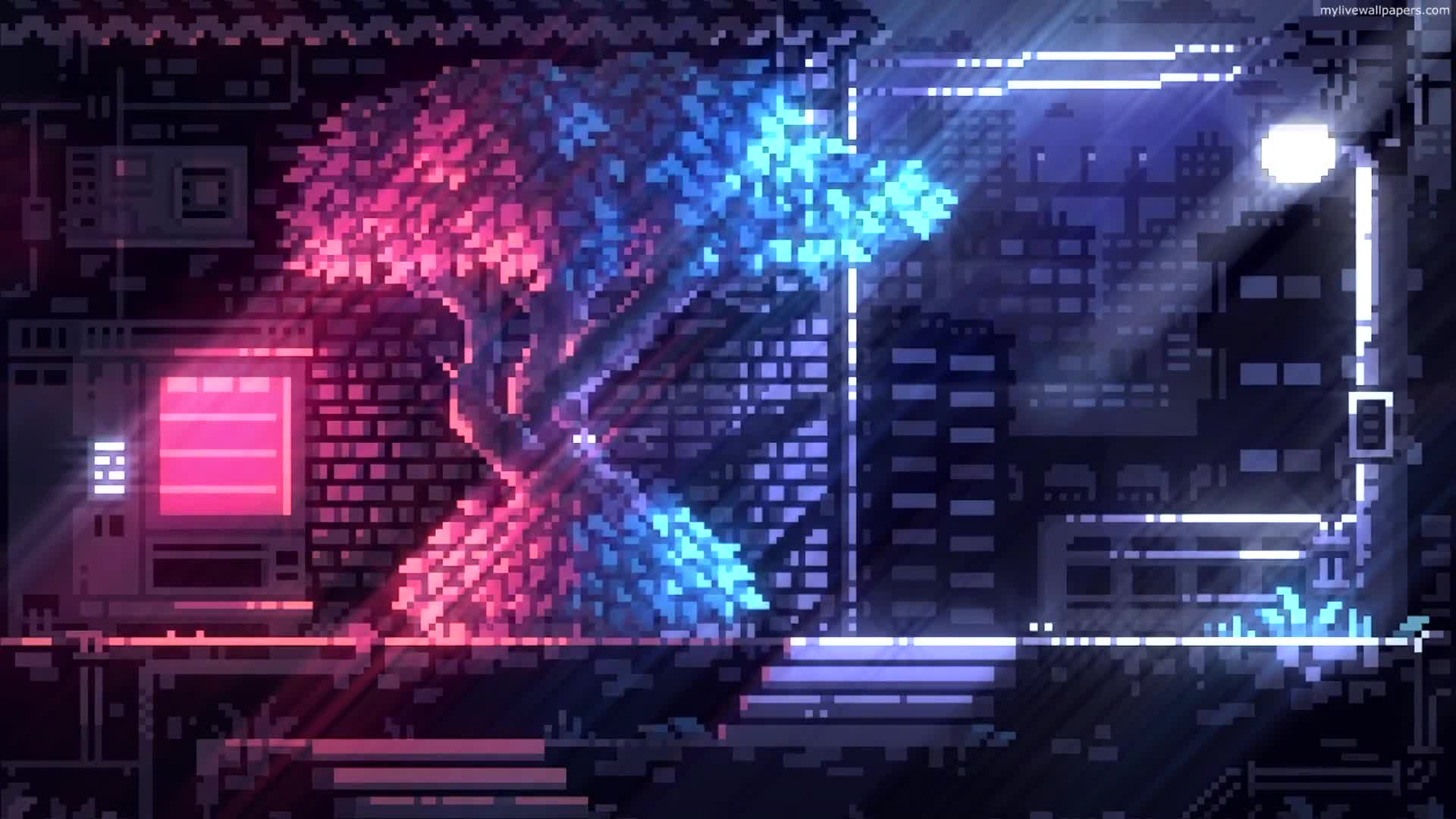 PC Pixel Urban Tree Live Wallpaper