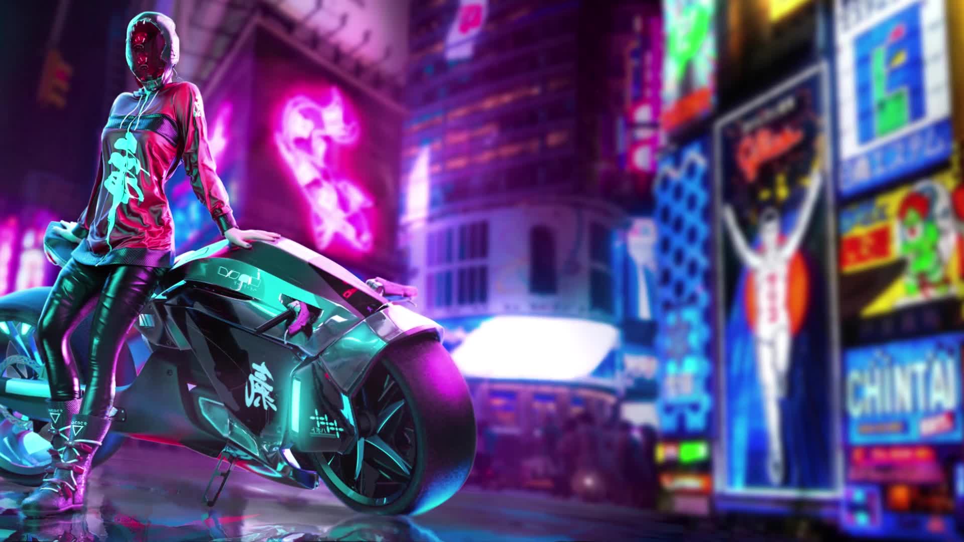 PC Cyberpunk Biker Live Wallpaper