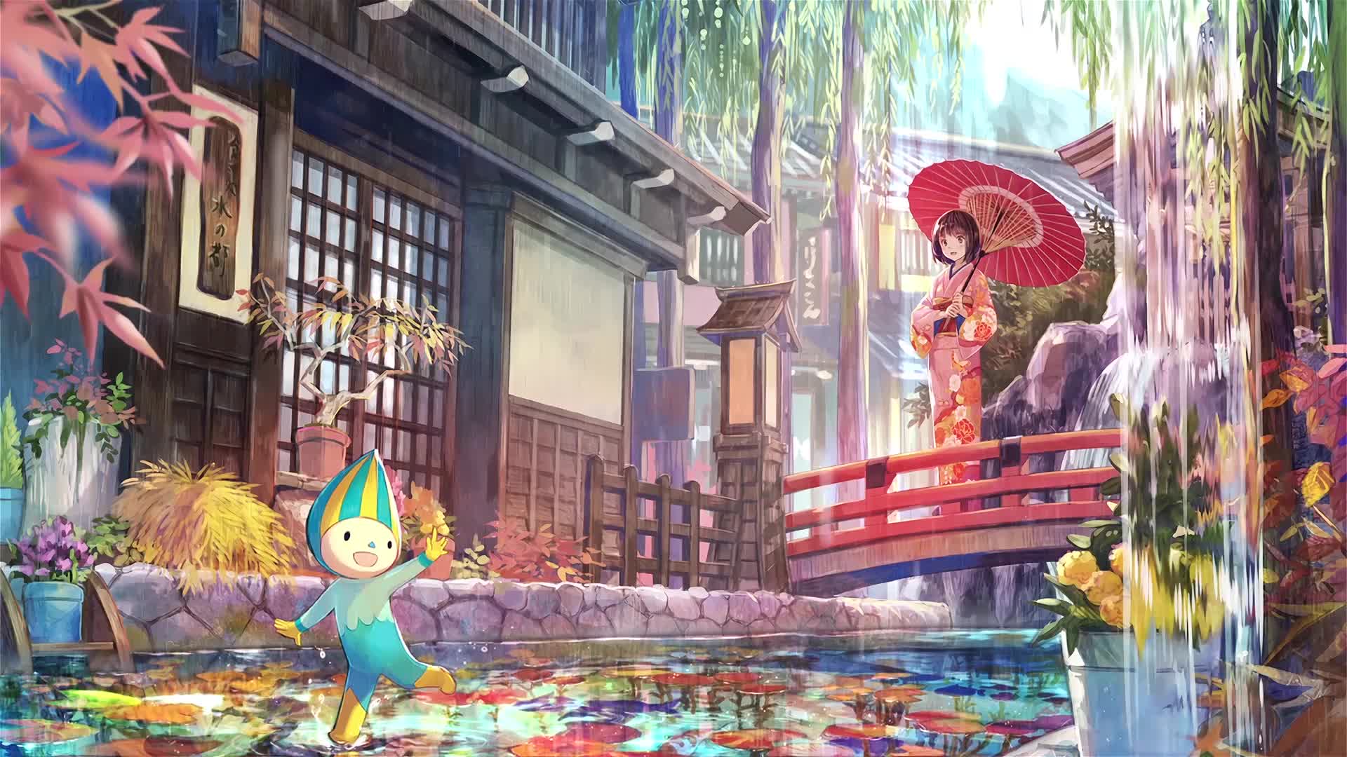 PC Raining Village Live Wallpaper