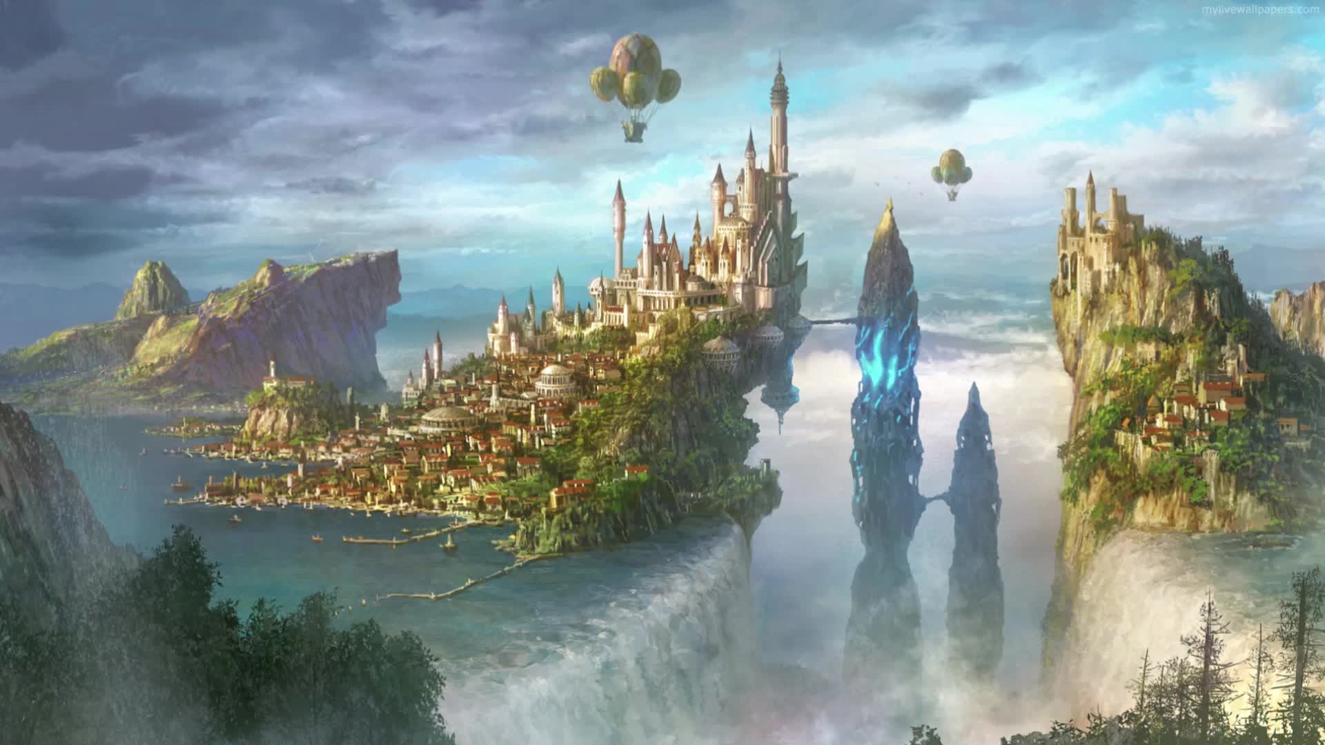 PC Waterfall Palace Live Wallpaper