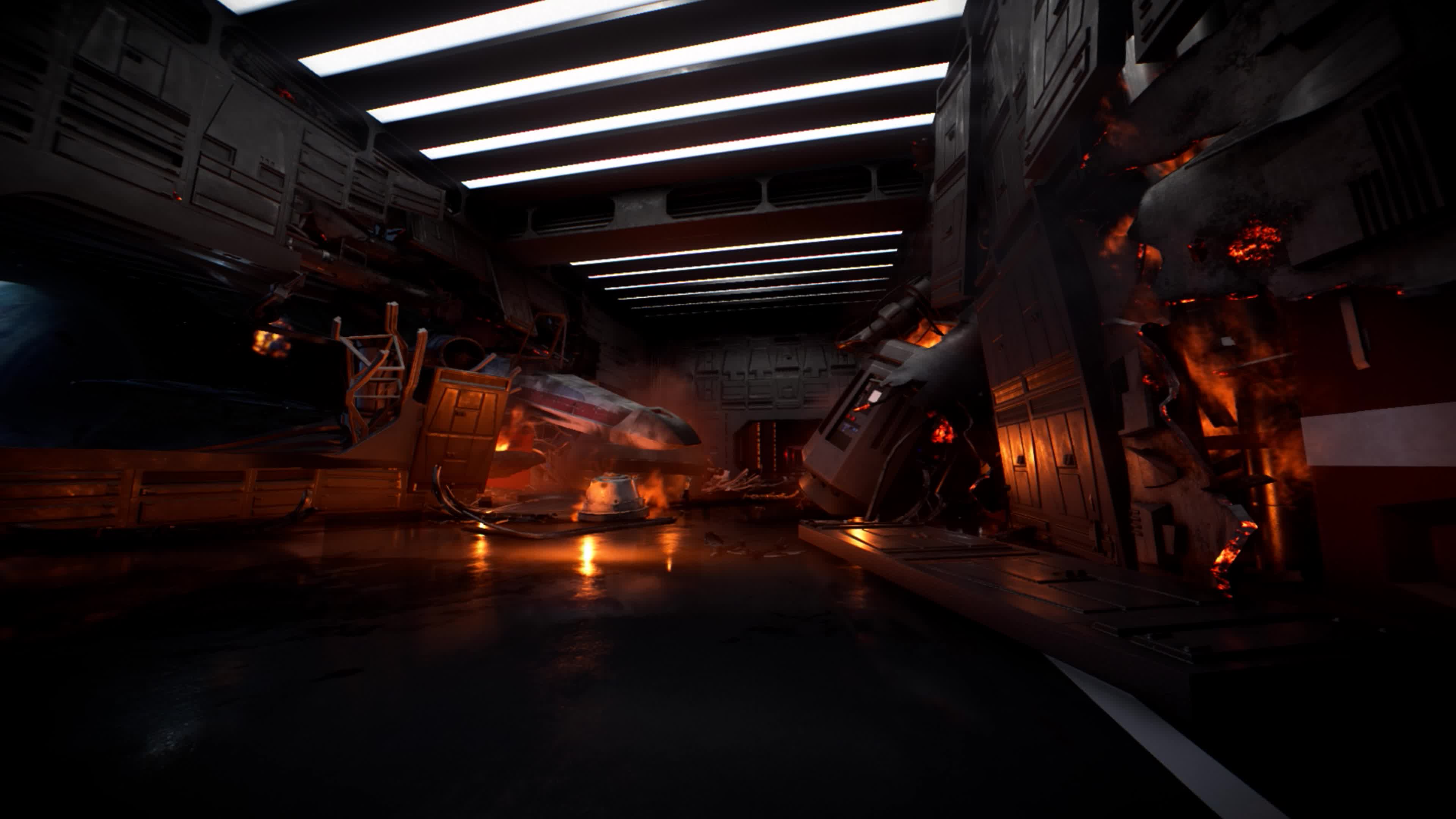 PC X Wing Hangar Fire 4K Live Wallpaper Free