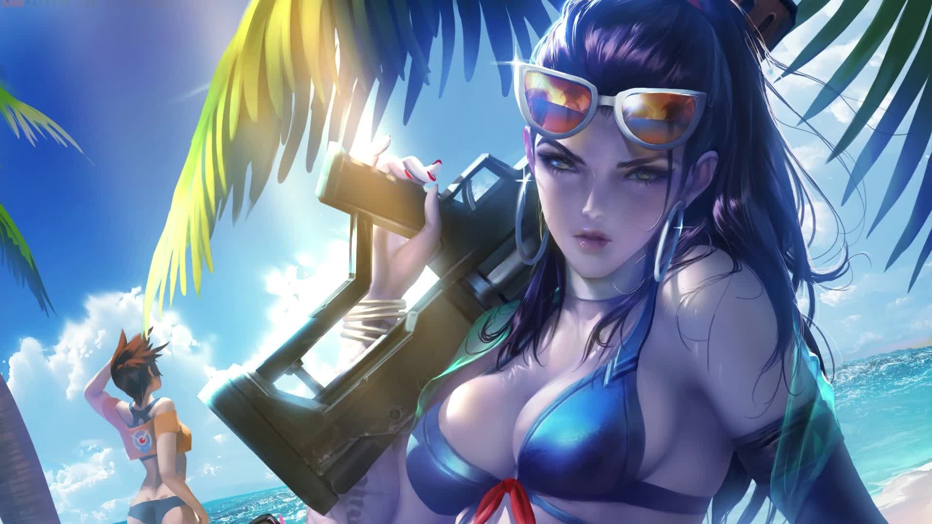 PC Widowmaker at the Beach OW Live Wallpaper Free