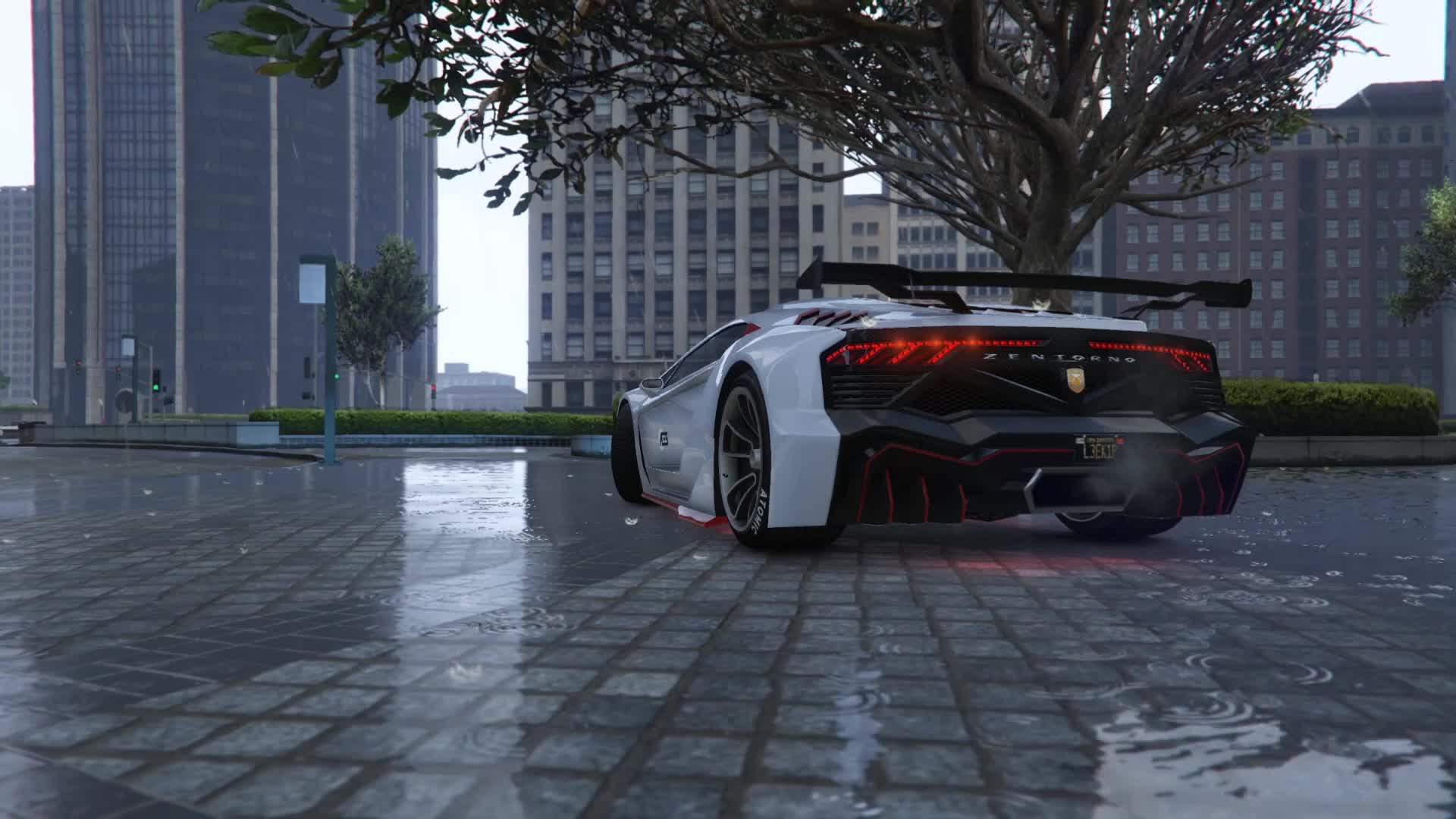 PC White Lamborghini in the Rain Live Wallpaper Free
