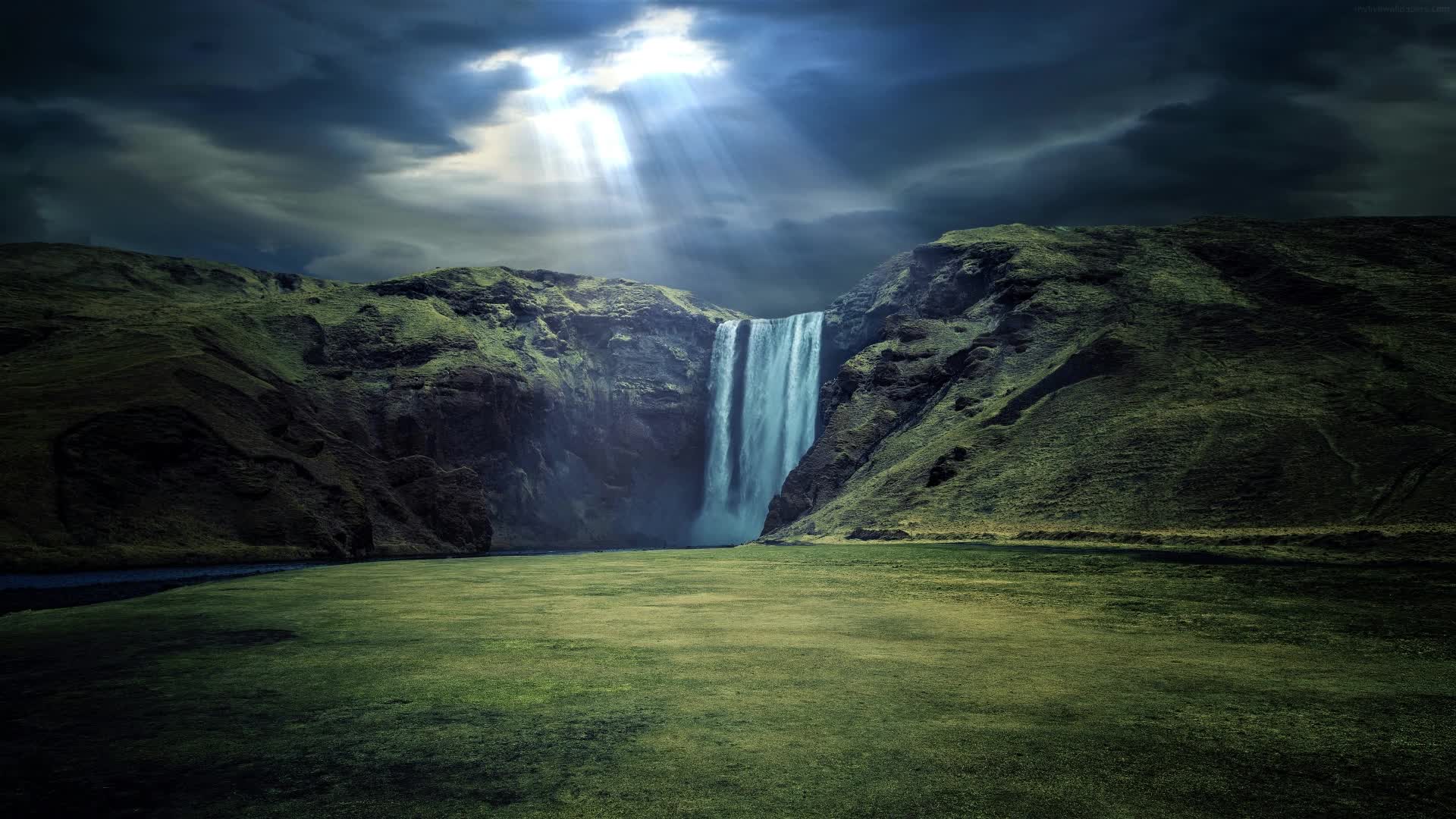 PC Waterfall Skogafoss Live Wallpaper Free