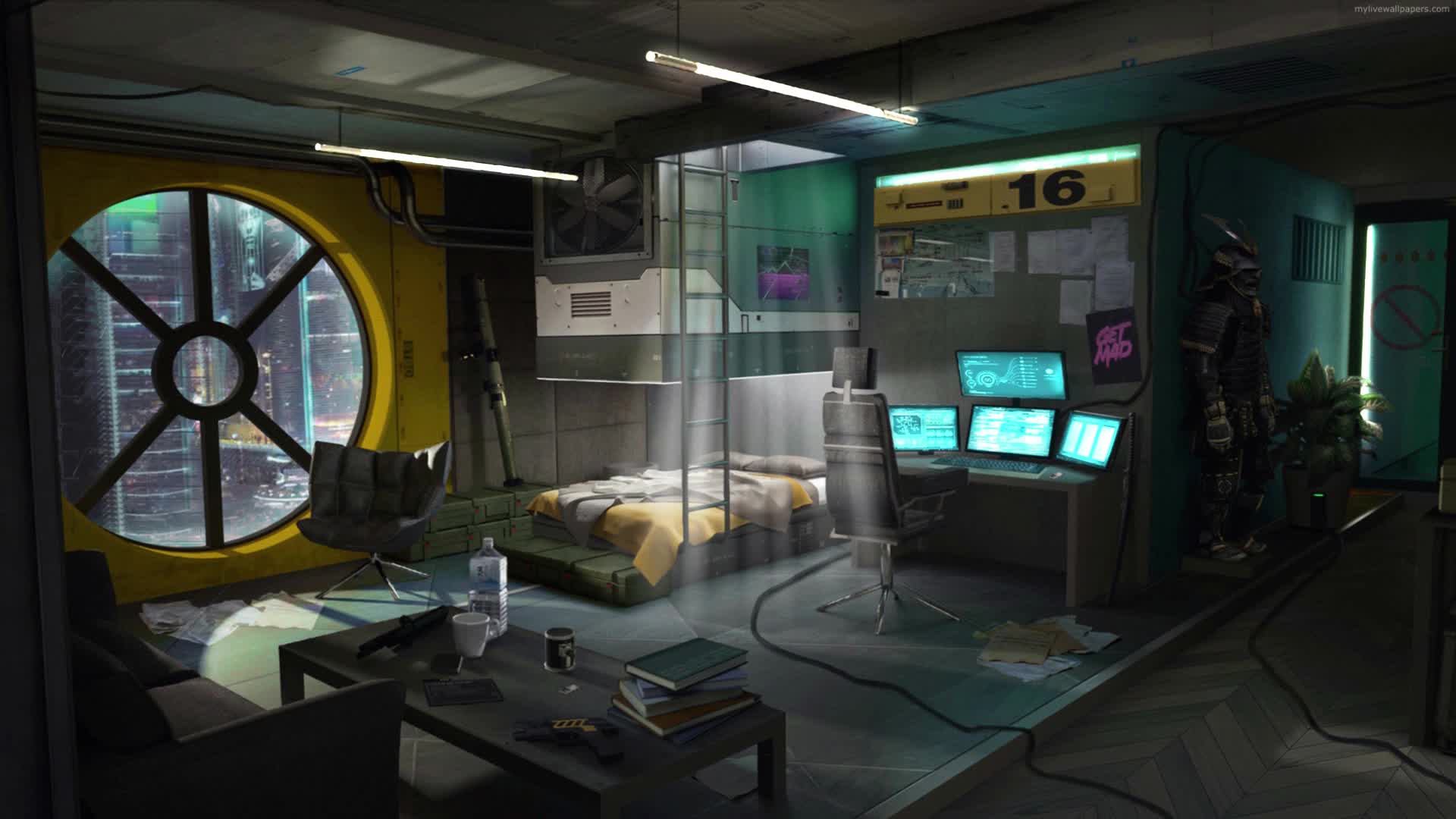 PC Cyberpunk Room Live Wallpaper Free
